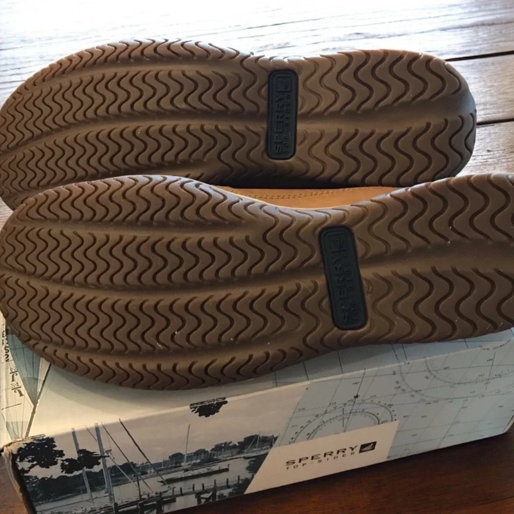 y2k NWT Sperry Top-Sider Keel 3 Eye Linen Leather Loafer Boat‎ Shoes sz 11 Vtg